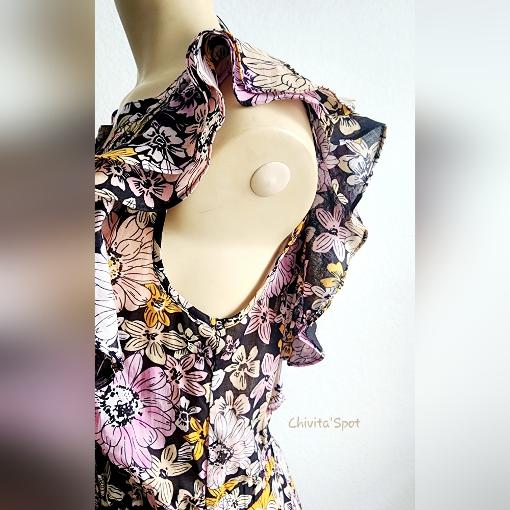 ๐๏ธ๐ท BB DAKOTA Know Your Flower cotton voile mini lace trim blossom print S - Picture 12 of 16